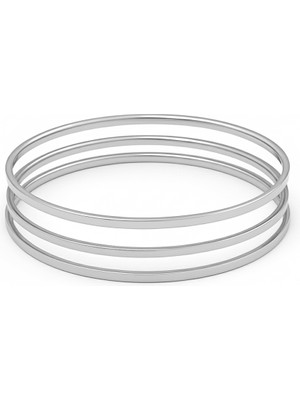 Tesbihname Kadın Çelik Ajda Bileklik - 3 Lü Model - Gümüş Renk