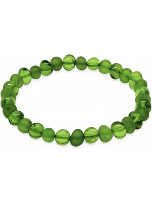 Tesbihname Zümrüt Yeşili Tekerlek Kesim Doğal Damla Kehribar Kadın Bileklik