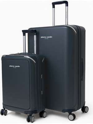 Pierre Cardin Büyük ve Kabin Boy 2'li Set %100 Polipropilen Valiz Lacivert 04PC7090
