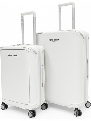 Pierre Cardin Orta ve Kabin Boy 2'li Set %100 Polipropilen Valiz Beyaz 04PC7090