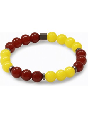 Tesbihname Küre Kesim Sarı Kırmızı Jade Akik Hematit Doğaltaş Kadın Taraftar Bileklik