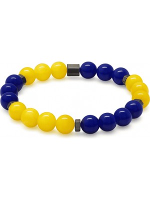 Tesbihname Küre Kesim Sarı Lacivert Jade Hematit Doğaltaş Kadın Taraftar Bileklik