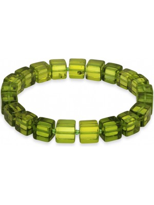 Tesbihname Su Yeşili Küp Kesim Doğal Damla Kehribar Kadın Bileklik