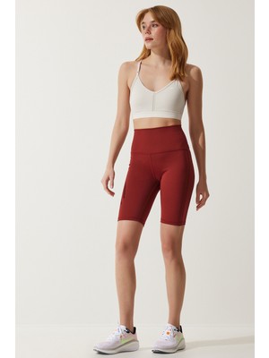 Happiness İstanbul Yüksek Bel Toparlayıcı Bisiklet Taytı LFL0001 Bordo