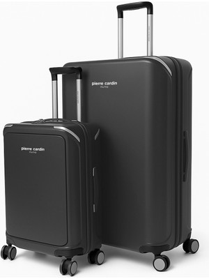 Pierre Cardin Büyük ve Kabin Boy 2'li Set %100 Polipropilen Valiz Siyah 04PC7090