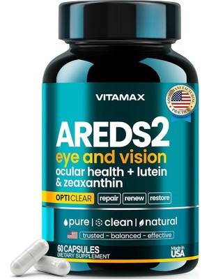 Vitamax Areds 2 Eye Vitamins - Lutein, Zeaxanthin, Bilberry, Astaxanthin Mineral Vision 60 Kapsül
