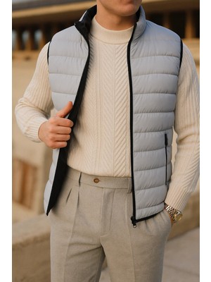 Comstar Erkek Kışlık Comfort Kolsuz Astarlı Gri Şişme Yelek
