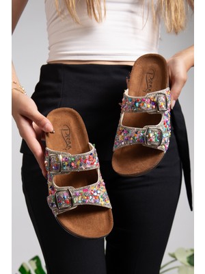 Tekin Shoes Yumuşak Taban Taşlı Terlik