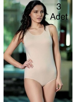 Mc Morcity Berrak Kadın 3"lü Pamuklu Likralı Kalın Askılı Kancalı Body Zıbın Atlet 2083