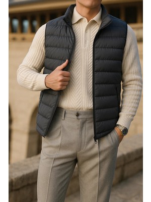 Comstar Erkek Kışlık Comfort Kolsuz Astarlı Füme Şişme Yelek