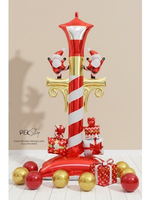 Pekshop Ayaklı Büyük Yılbaşı Sokak Lambası Folyo Balon Yılbaşı Süsleme Balonu