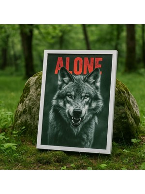 Alone – Kurt Portresi Temalı Duvar Tablosu (Çerçeveli)