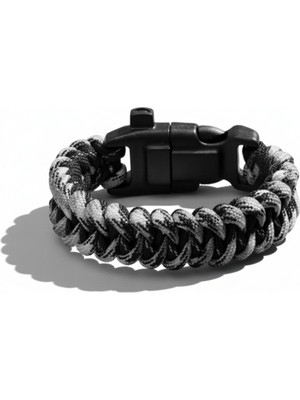 Tesbihname Pusulalı Çakmaklı Taktik Paracord Bileklik - Şehir Mavi Kamuflaj Desen - Kamp ve Doğa Sporları Için