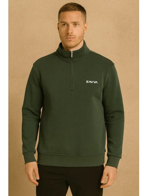 Laviva Fashion Balıkçı Yaka Av Fermuarlı Üç Iplik Sweatshırt
