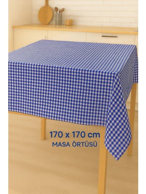 Mekik Manifatura Kareli Masa Örtüsü 170X170 cm - Kare Desenli Şık Sofra Örtüsü
