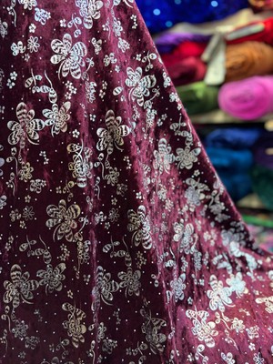 Mekik Manifatura Taşlı Kadife Kumaş