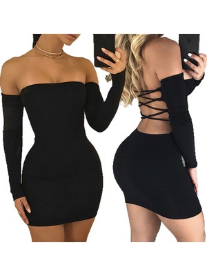 Moda Şahsenem Sırt Dekolteli Straplez Mini Elbise