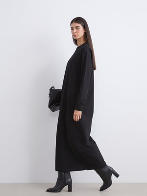 LC Waikiki Lcw Yeni Sezon Cey Yeni Sezon Büyük Beden Bisiklet Yaka Sweatshirt Elbise