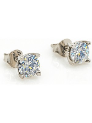 Tesbihname Elmas Görünümlü U Tasarım Gümüş Renk 925 Ayar Gümüş Bayan Küpe