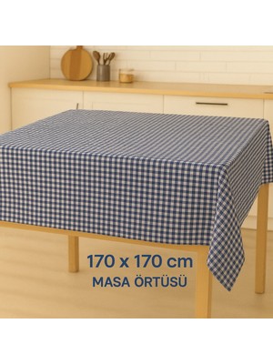 Mekik Manifatura Kareli Masa Örtüsü 170X170 cm - Kare Desenli Şık Sofra Örtüsü