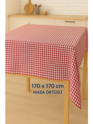 Mekik Manifatura Kareli Masa Örtüsü 170X170 cm - Kare Desenli Şık Sofra Örtüsü