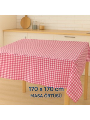 Mekik Manifatura Kareli Masa Örtüsü 170X170 cm - Kare Desenli Şık Sofra Örtüsü
