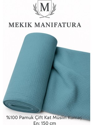 Mekik Manifatura %100 Pamuk Çift Kat Müslin Kumaş – En 150 cm – Dekoratif ve Giysi Kumaşı