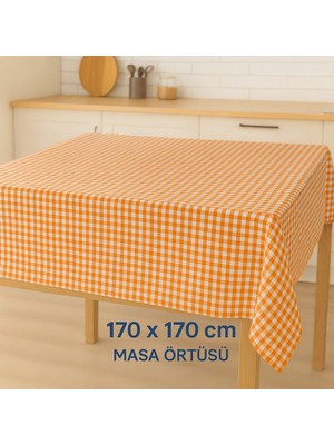 Mekik Manifatura Kareli Masa Örtüsü 170X170 cm - Kare Desenli Şık Sofra Örtüsü