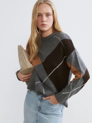 LC Waikiki Baklava Desenli Kadın Triko Kazak  (W5)