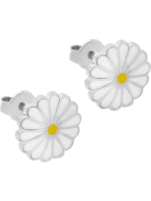 Tesbihname Papatya Tasarım Gümüş Renk 925 Ayar Gümüş Kadın Küpe