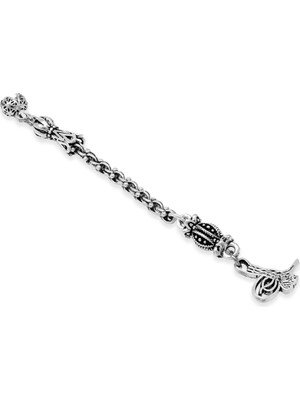 Tesbihname Tuğra Temalı Arnavut Zincirli Tek Kamçılı Kararmaz Metal Püskül