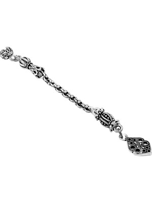 Tesbihname Altıgen Anadolu Motifi Temalı Arnavut Zincirli Tek Kamçılı Kararmaz Metal Püskül