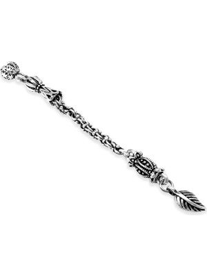 Tesbihname Yaprak Temalı Arnavut Zincirli Tek Kamçılı Kararmaz Metal Püskül