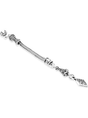 Tesbihname Anadolu Motifi Temalı Foxtail Zincirli Tek Kamçılı Kararmaz Metal Püskül