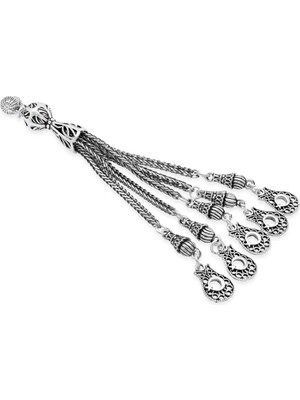 Tesbihname Ayyıldız Tasarım 5 Li Gümüş Renk Kararmaz Metal Püskül