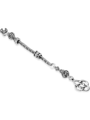 Tesbihname Kazaziye Temalı Foxtail Zincirli Tek Kamçılı Kararmaz Metal Püskül