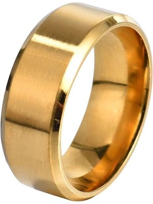 Tesbihname Altın Renkli 316L Kalite Paslanmaz Kadın Çelik Alyans Yüzük - 17 Ölçü