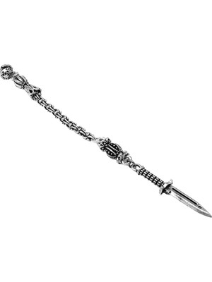 Tesbihname Süngü Temalı Arnavut Zincirli Tek Kamçılı Kararmaz Metal Püskül