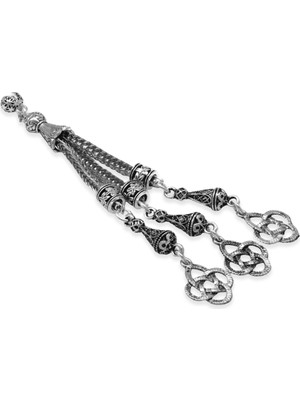 Tesbihname Kazaziye Temalı Foxtail Zincirli Üç Kamçılı Kararmaz Metal Püskül