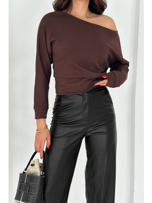 Noa Noa Kadın Omuz Açık Uzun Kollu Bluz – Wine Mood