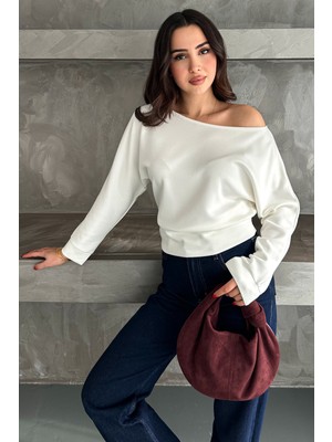 Noa Noa Kadın Omuz Açık Uzun Kollu Bluz – Wine Mood