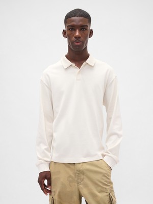 Gap Erkek Bej Heavyweight Jersey Polo T-Shirt