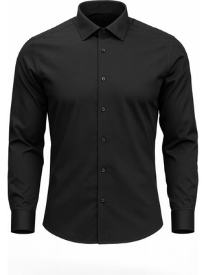Plus Scorpion Erkek Klasik Slim Fit Gömlek – Nefes Alan Kumaş, Şık Ofis Gömleği, Beyaz/siyah