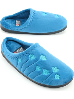 Gezer Kadın Kışlık Pu Rahat Taban Nakışlı Tasarım Ev Bahçe Terlik