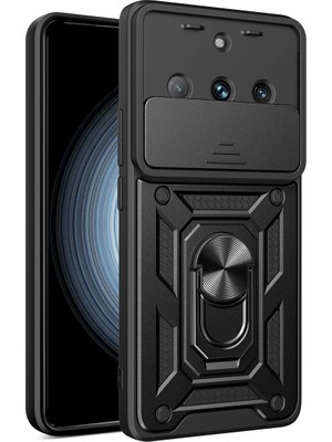 Teleplus Realme 11 Pro Plus Kılıf Magnetik Standlı Kamera Korumalı Slide Sürgülü Cover Kapak
