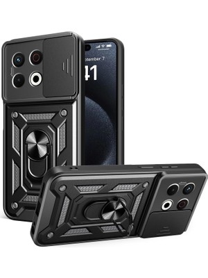 Teleplus Tecno Spark 30 Pro Kılıf Magnetik Standlı Kamera Korumalı Slide Sürgülü Cover Kapak
