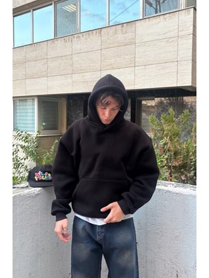 Twilit Oversize Basic Hoodie - Siyah S