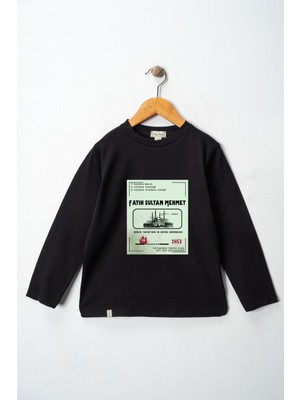 Dekim Moda Erkek Çocuk Uzun Kollu Bisiklet Yaka "fatih Sultan Mehmet" Padişah Baskılı Tişört Mevsimlik Pamuklu