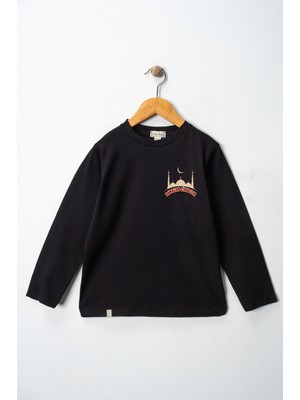 Dekim Moda Erkek Çocuk Uzun Kollu Bisiklet Yaka "ramazan Cihad Dır" Baskılı Tişört Mevsimlik Pamuklu