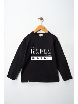 Dekim Moda Erkek Çocuk Uzun Kollu Bisiklet Yaka "bir Hafız Yetişir, Bir Nesil Değişir" Baskılı Tişört Mevsimlik Pamuklu